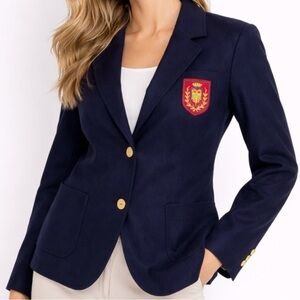 Vintage 80s ACT III Navy Crest Blazer Wool Blend Made in USA 11/12